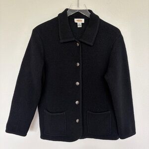 Talbots Black 100% Boiled Wool Button Short Jacket | 6